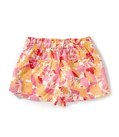 Copper Key Little Girls Floral Leaf Printed Paper Bag Shorts