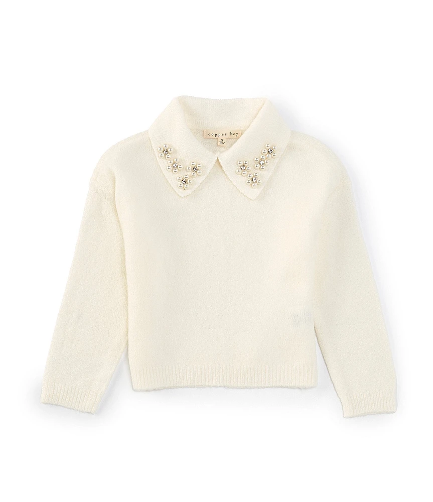 Copper Key Little Girls 2T-6X Pearl Collar Sweater