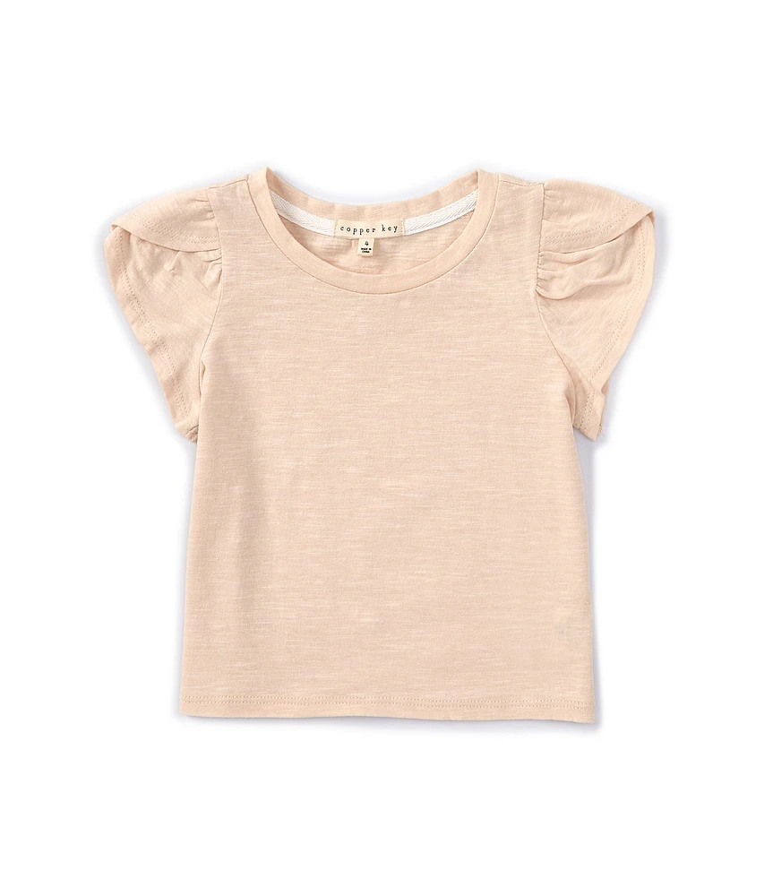 Copper Key Little Girls 2T-6X Petal Sleeve Slub Knit Top