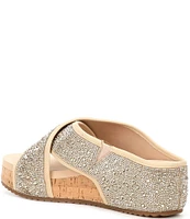 Copper Key Melrose Rhinestone Cross Band Platform Wedge Sandals