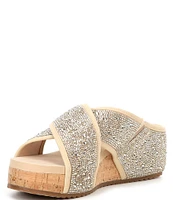 Copper Key Melrose Rhinestone Cross Band Platform Wedge Sandals