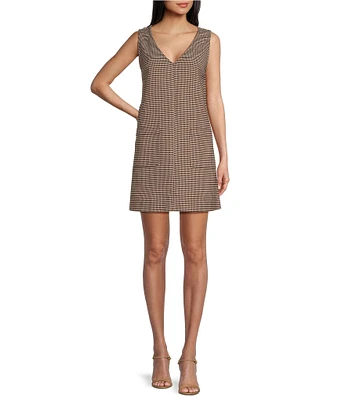 Copper Key Micro-Houndstooth Check Sleeveless Pinafore Dress