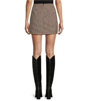 Copper Key Micro-Houndstooth Checked Mini Skirt