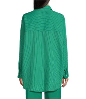 Copper Key Mini Stripe Print Oversized Fit Button-Front Woven Shirt