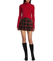 Copper Key Plaid Pleated Buckle Skirt