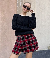 Copper Key Plaid Pleated Buckle Skirt