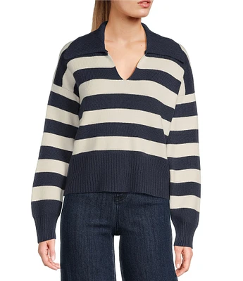 Copper Key Point Collar Striped Sweater