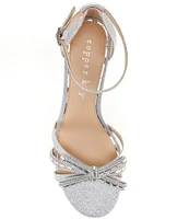 Copper Key Prance Glitter and Rhinestone Bow Dresss Sandals