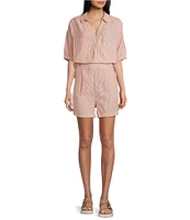 Copper Key Linen Stripe Coordinating Pull On Shorts