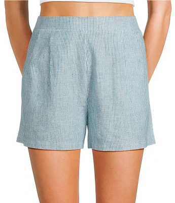 Copper Key Linen Stripe Coordinating Pull On Shorts