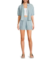Copper Key Linen Stripe Coordinating Pull On Shorts