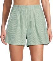 Copper Key Linen Stripe Coordinating Pull On Shorts