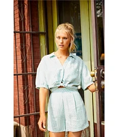 Copper Key Linen Stripe Coordinating Pull On Shorts