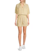 Copper Key Linen Stripe Coordinating Pull On Shorts