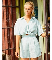 Copper Key Linen Stripe Coordinating Pull On Shorts