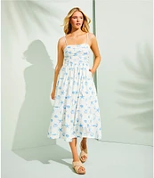 Copper Key Ruched Sleeveless Midi Dress