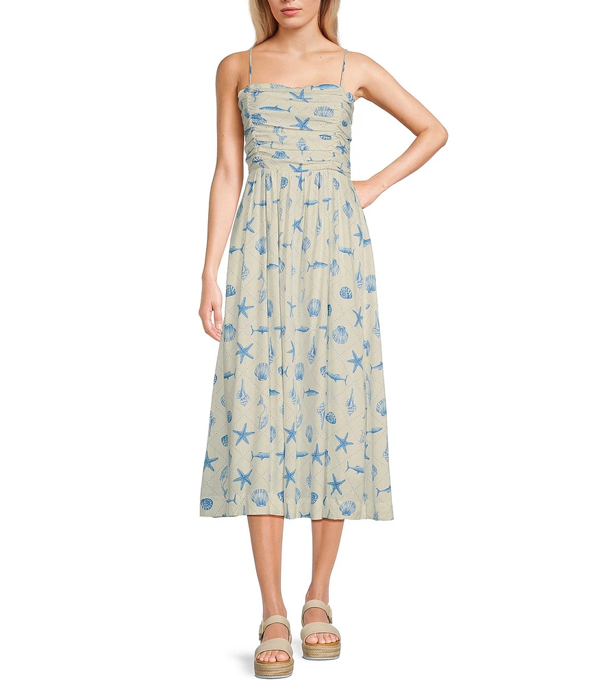 Copper Key Ruched Sleeveless Midi Dress