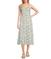 Copper Key Ruched Sleeveless Midi Dress