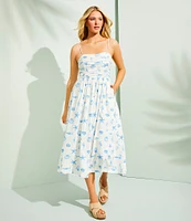 Copper Key Ruched Sleeveless Midi Dress
