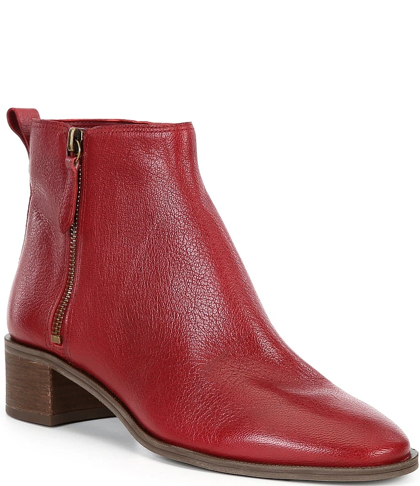 Copper Key Rue Leather Side Zip Block Heel Booties