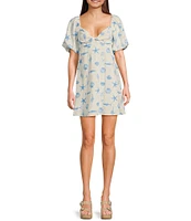 Copper Key Seashell Puff Sleeve Dress