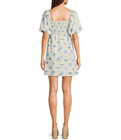 Copper Key Seashell Puff Sleeve Dress