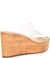 Copper Key Seaside Clear Vinyl Platform Cork Wedge Sandals