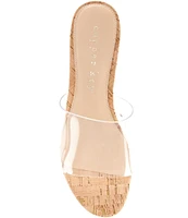 Copper Key Seaside Clear Vinyl Platform Cork Wedge Sandals