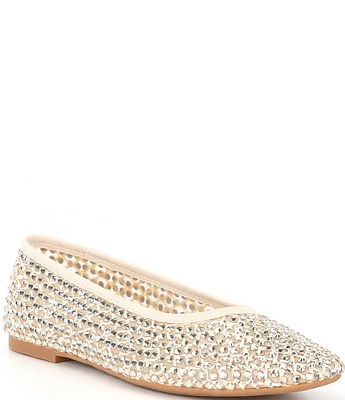 Copper Key Shine Fishnet Mesh Rhinestone Stud Ballet Flats