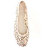 Copper Key Shine Fishnet Mesh Rhinestone Stud Ballet Flats