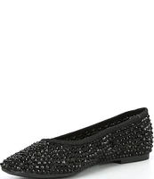 Copper Key Shine Fishnet Mesh Rhinestone Stud Ballet Flats