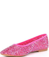 Copper Key Shine Fishnet Mesh Rhinestone Stud Ballet Flats