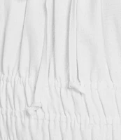 Copper Key Short Puff Sleeve Triple Elastic Waist Dress