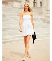 Copper Key Sleeveless Smocked Back Bubble Hem Mini Dress