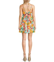 Copper Key Strappy Floral Print Halter Dress