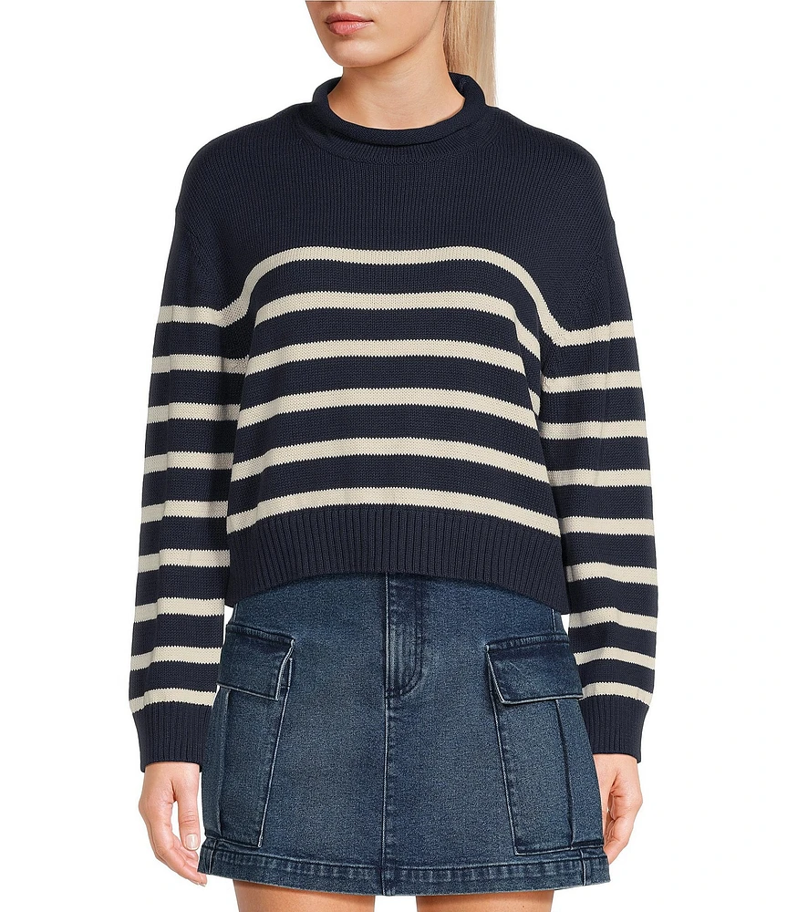 Copper Key Stripe Roll Neck Sweater