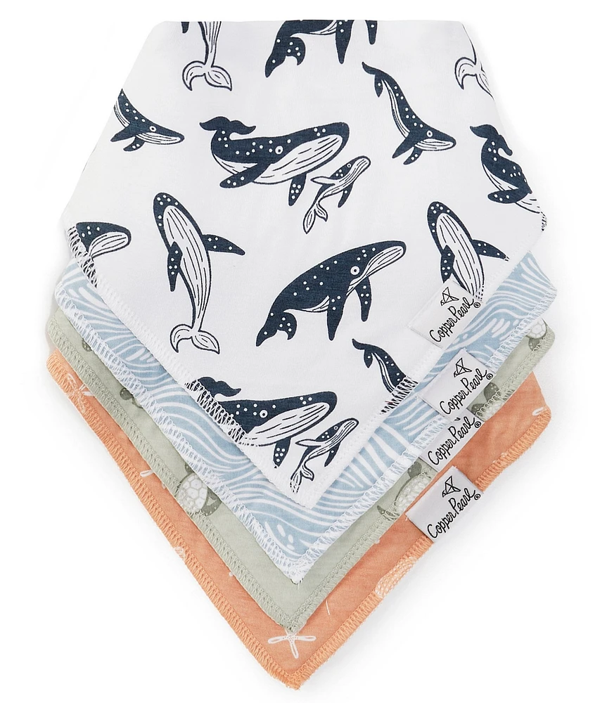 Copper Pearl Baby Boys Cove Print Bandana Bibs 4-Pack