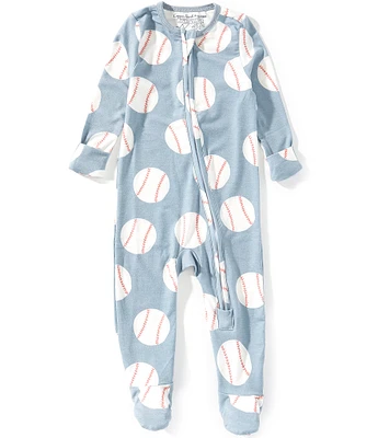 Copper Pearl Baby Boys Newborn-24 Months Slugger Baseball Print Long Sleeve Zip Front Footie