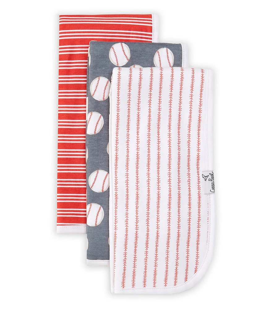 Copper Pearl Baby Boys Slugger Baseball Print Oversized Burp Cloths 3-Pack