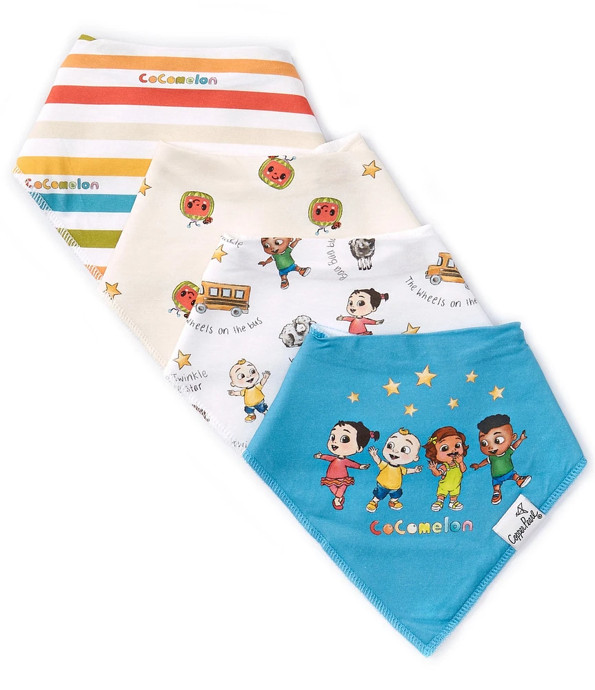 Copper Pearl Baby Cocomelon Print Bandana Bibs 4-Pack