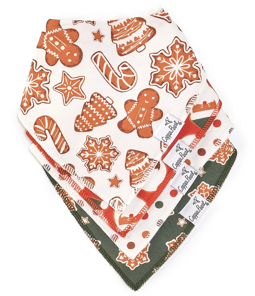 Copper Pearl Baby Gingerbread Print Bandana Bibs 4-Pack