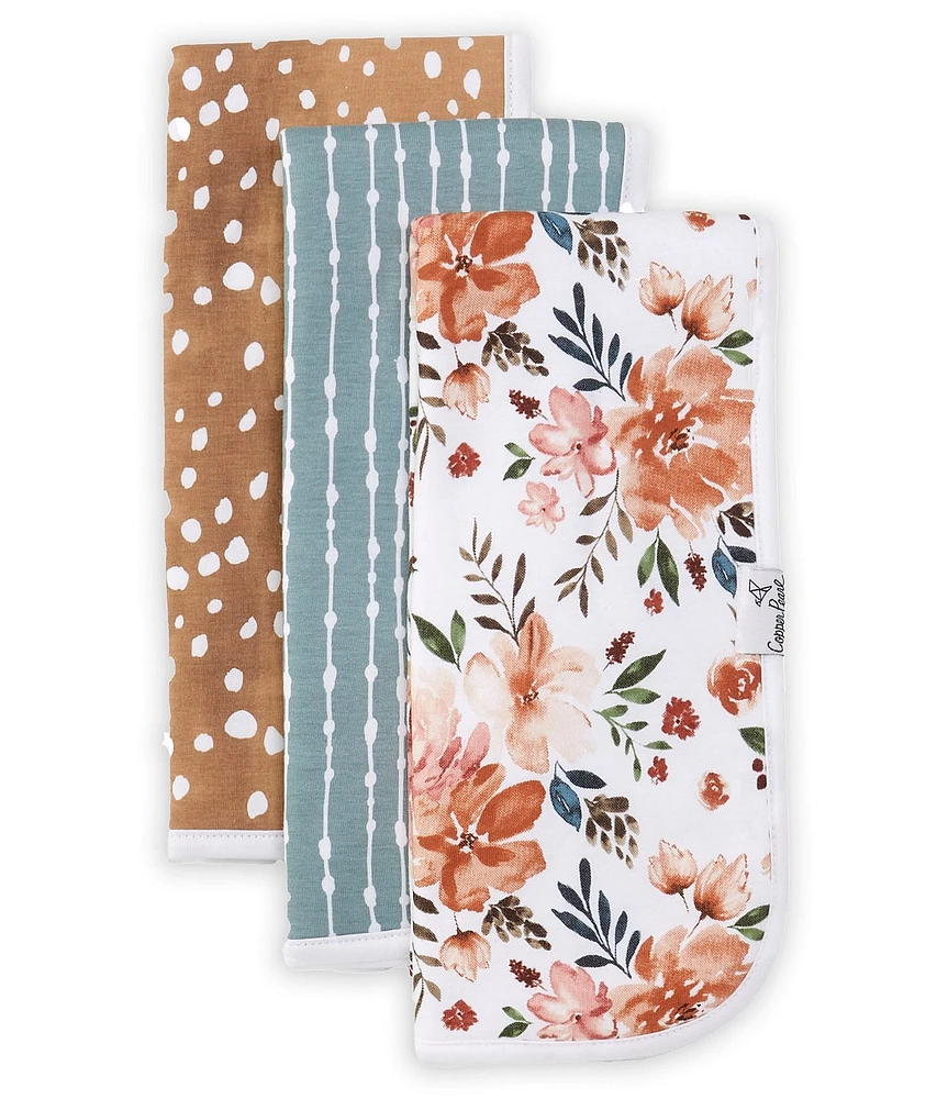 Copper Pearl Baby Girls Autumn Floral Print Oversized Burp Cloths 3-Pack