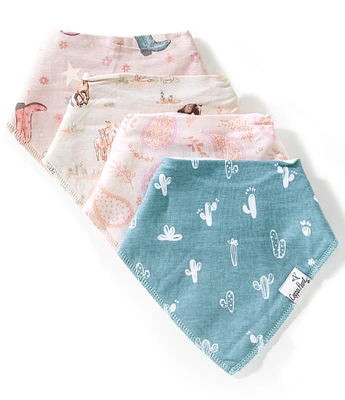 Copper Pearl Baby Girls Cheyenne Western Print Bandana Bibs 4-Pack