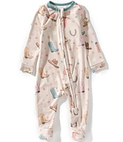 Copper Pearl Baby Girls Cheyenne Western Print Long Sleeve Zip Front Footie