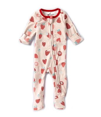 Copper Pearl Baby Girls Newborn-24 Months Strawberry Long Sleeve Zip Front Footie