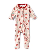 Copper Pearl Baby Girls Newborn-24 Months Strawberry Long Sleeve Zip Front Footie