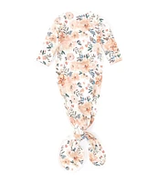 Copper Pearl Baby Girls Newborn-6 Months Autumn Floral Print Long-Sleeve Knotted Gown