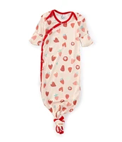 Copper Pearl Baby Girls Newborn-6 Months Strawberry Print Long Sleeve Knotted Gown