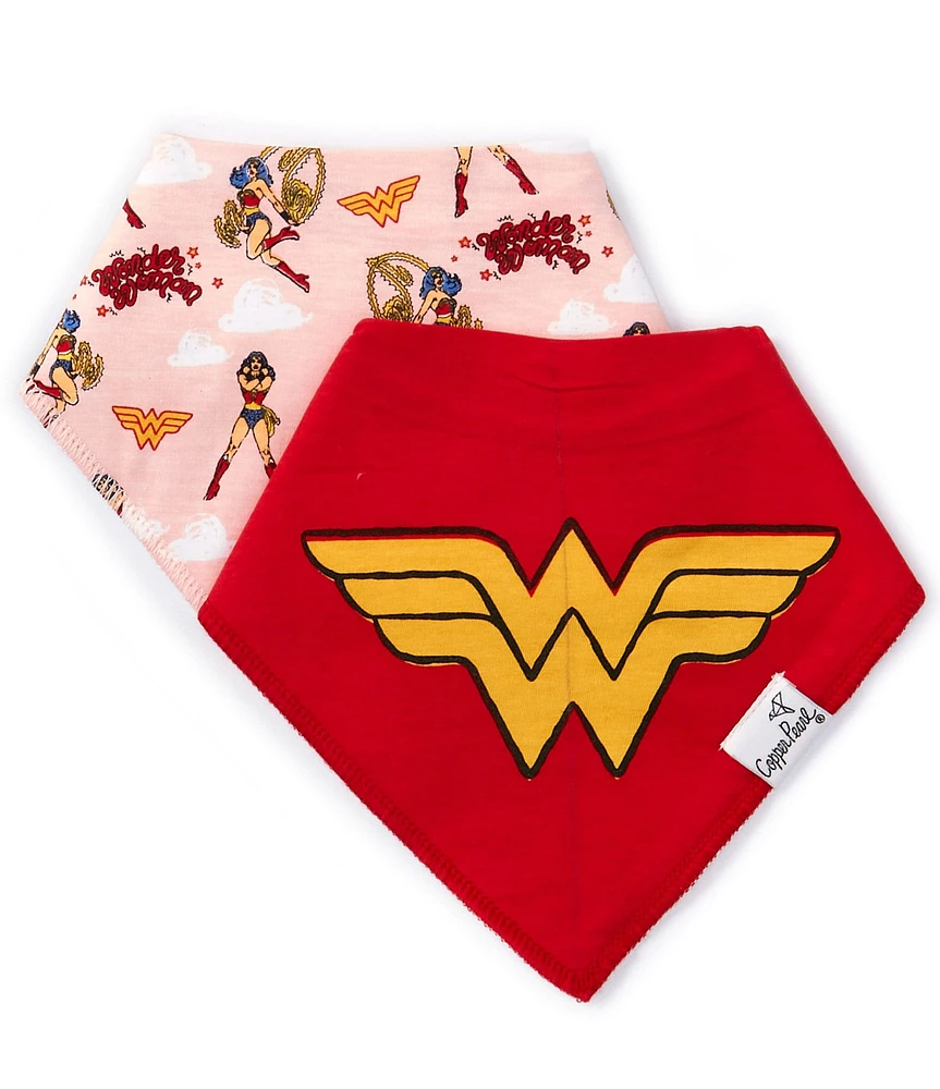 Copper Pearl Baby Girls Wonder Woman Print Bandana Bibs 2-Pack