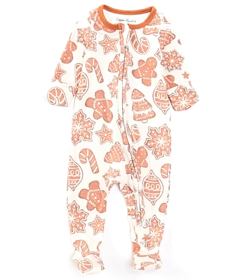 Copper Pearl Baby Newborn-24 Months Christmas Cookie Print Long Sleeve Zip Front Footie